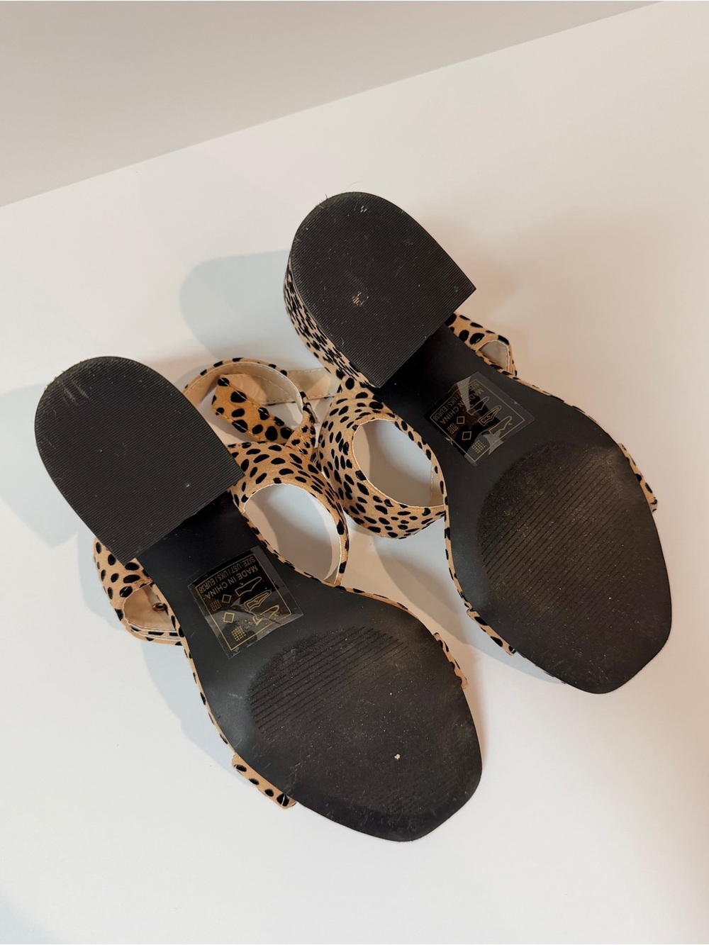 Tan & Black Leopard Print Suede Block Heels - Picture 16 of 16